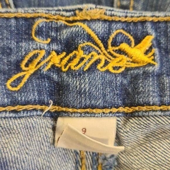 Grane Size 9 Junior Straight Leg Distressed Factory Faded Jeans - Picture 5 of 6